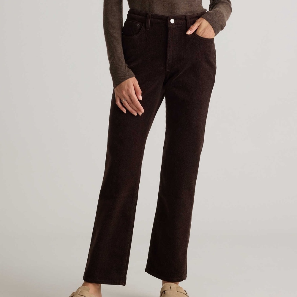 Quince | Organic Stretch Corduroy Straight Leg Pants in Espresso